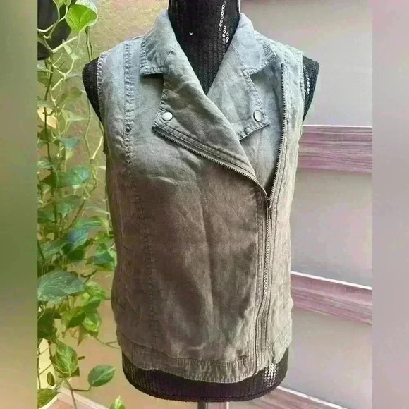 Cynthia Rowley 100% Linen Sleeveless Zip Vest Style Top Size S. 🌾 - Picture 1 of 4